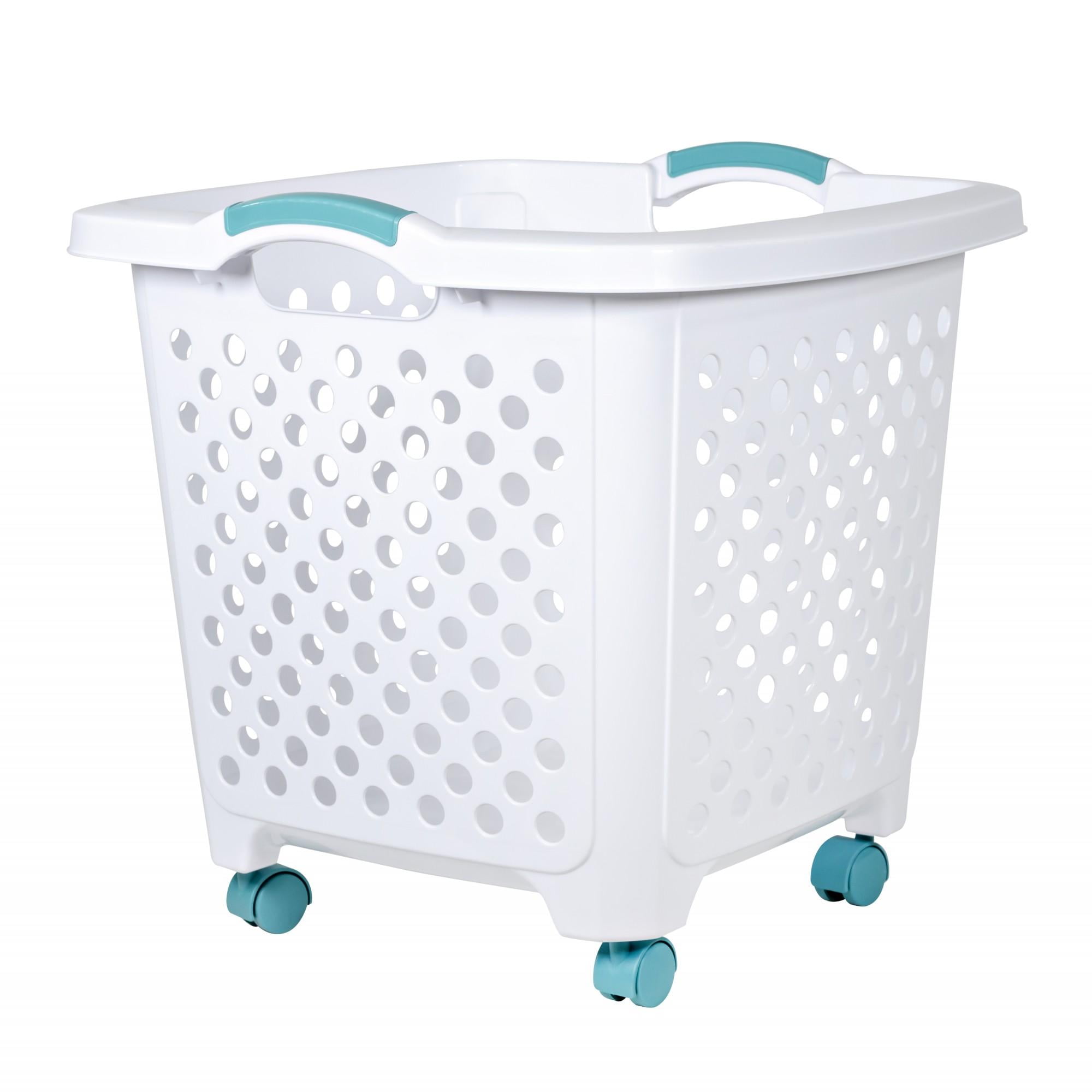 1 7 Bushel Home Logic Rolling Laundry Basket White Walmart Com