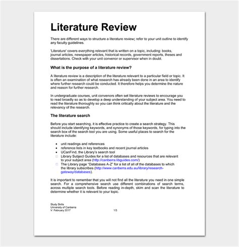 12 Literature Review Outline Templates Pdf Doc