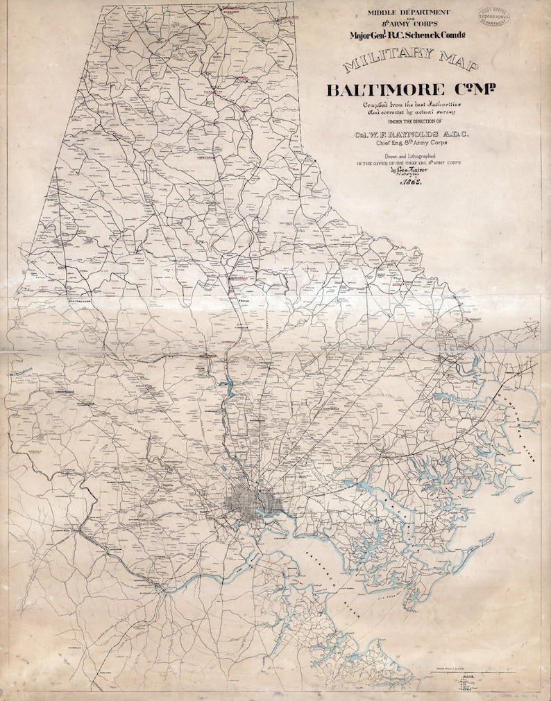 1863 Military Map Of Baltimore County Maryland Etsy