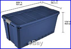 3Pk Plastic Storage Containers Large Blue 50 Gallon Stacking Bin Box