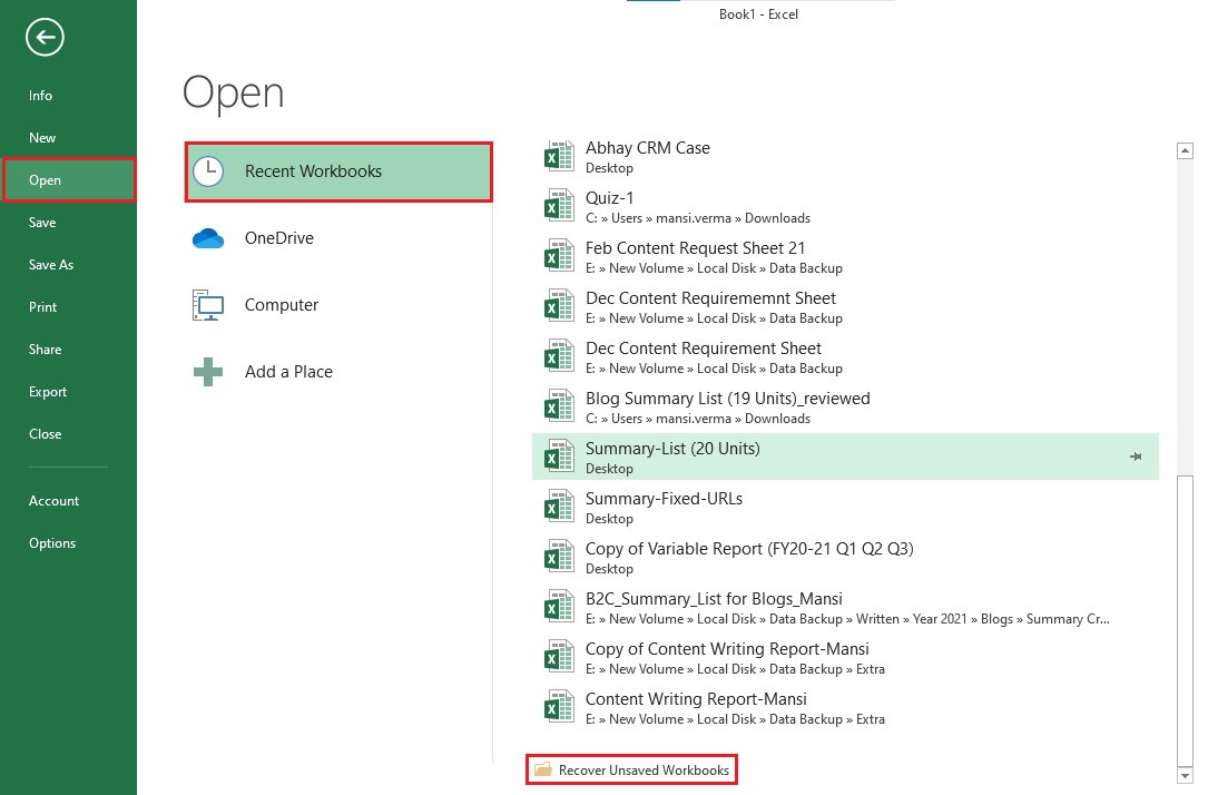 4 Quick Ways To Recover Unsaved Excel File On Windows