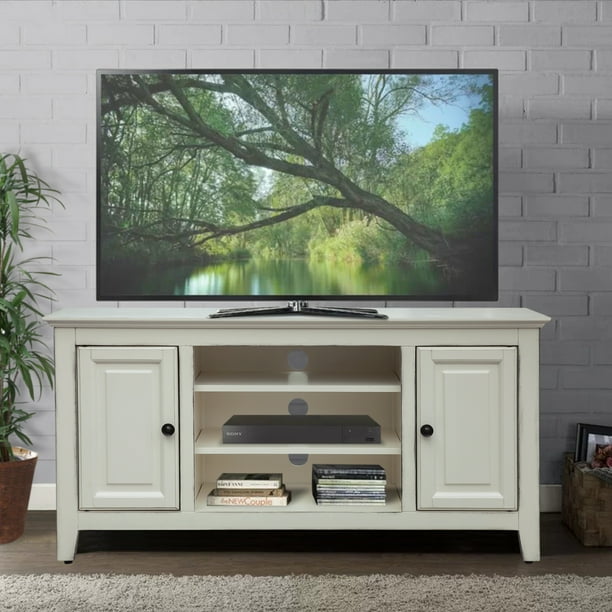 48 Wood Grain Tv Stand In Antique White Walmart Com