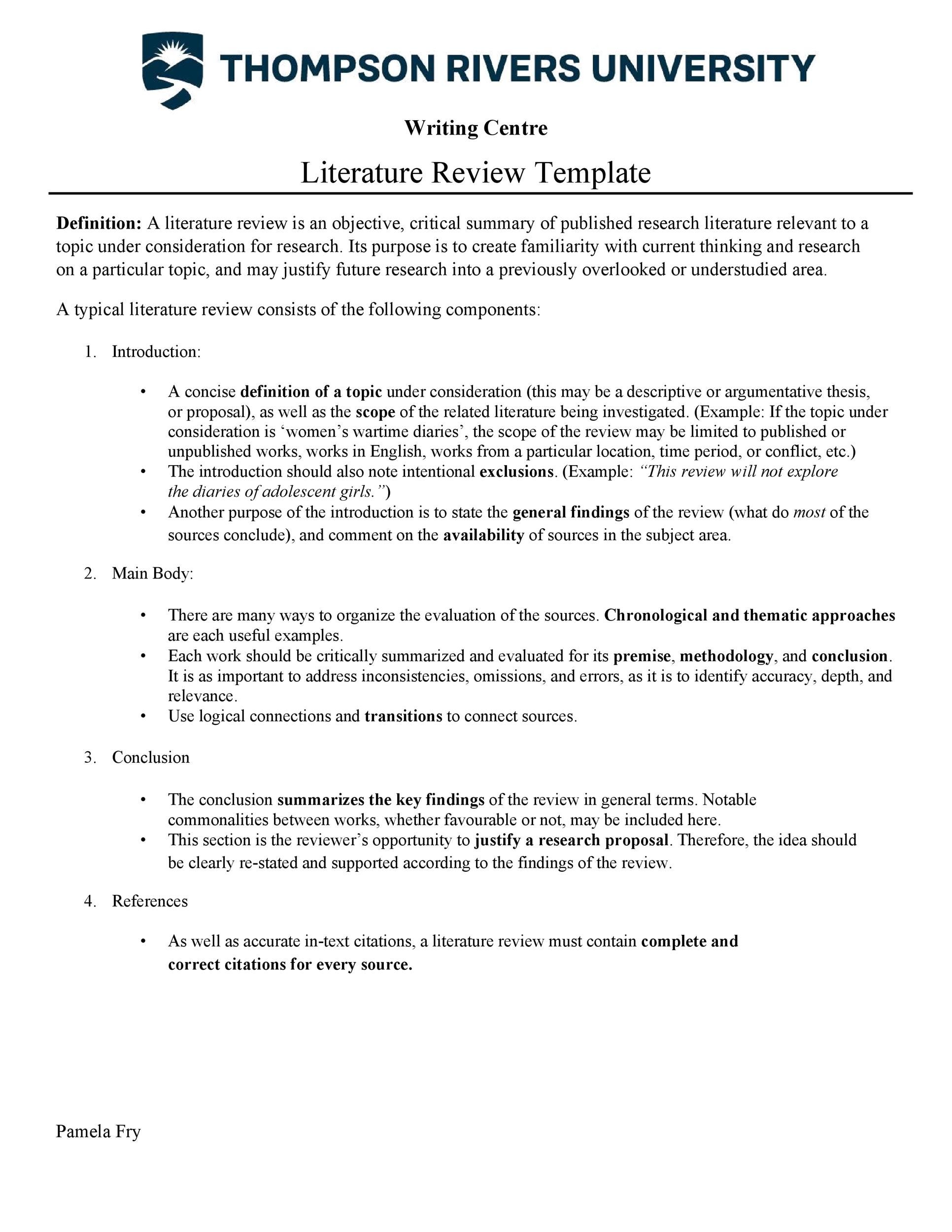 50 Smart Literature Review Templates Apa Templatelab