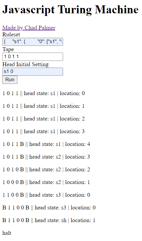 A Complete Web Page Building A Turing Machine In Javascript By Chad