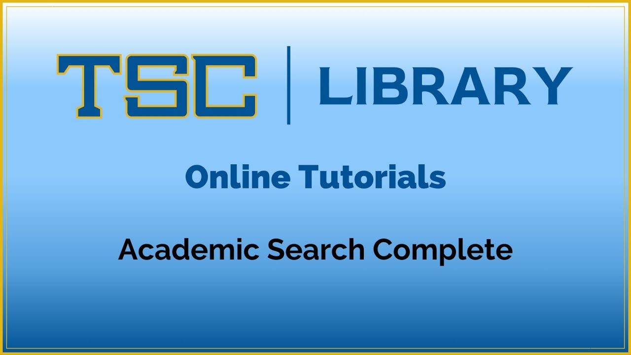 A Guide To Academic Search Complete Youtube