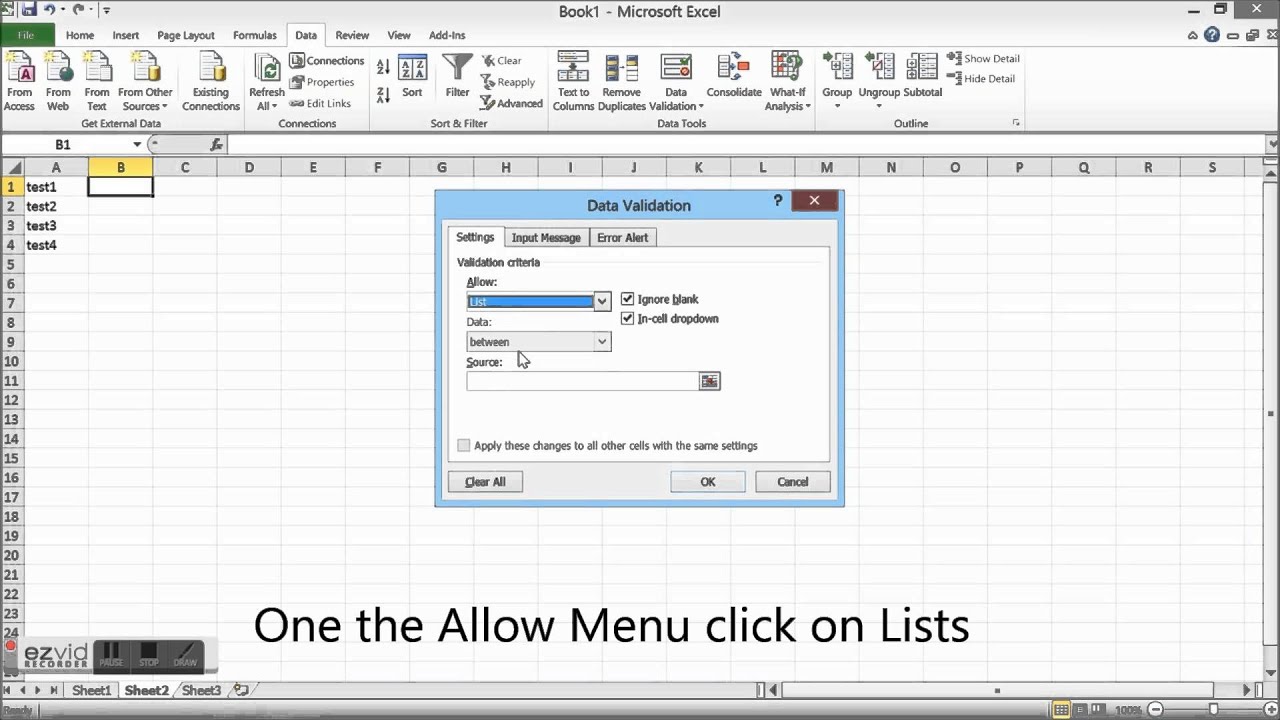 Adding Drop Down List In Excel