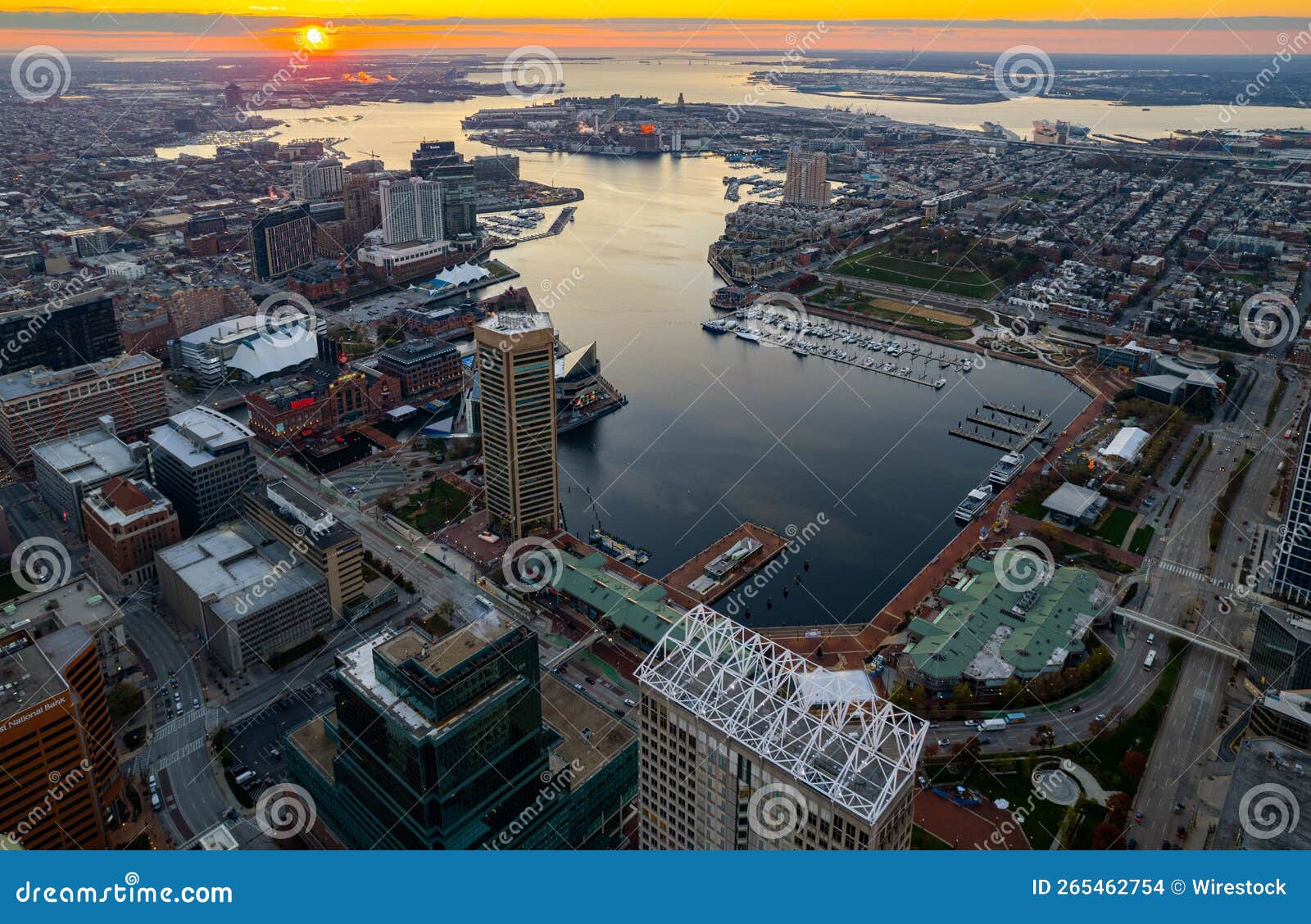 Aerial View Of The Baltimore Downtown On A Sunrise Editorial Stock