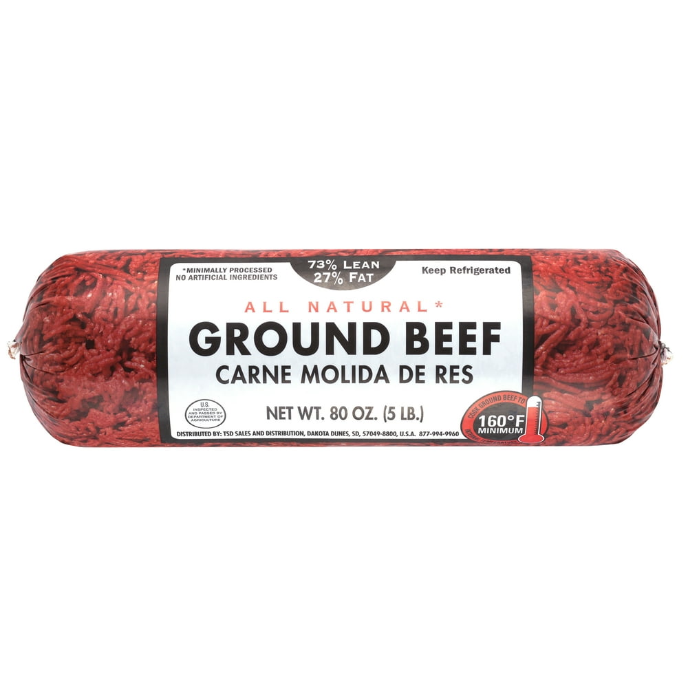 All Natural* 73% Lean/27% Fat Ground Beef, 1 Lb, Roll - Walmart.com