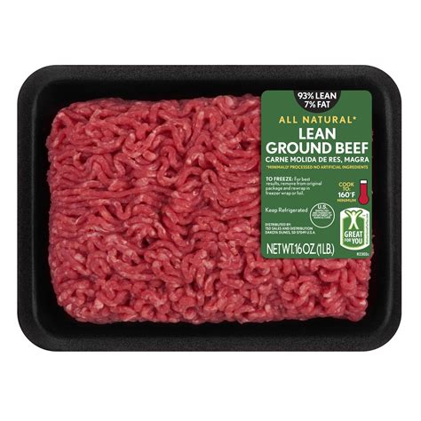 All Natural* 93% Lean/7% Fat Ground Beef Burgers 4 Count, 1 Lb ...