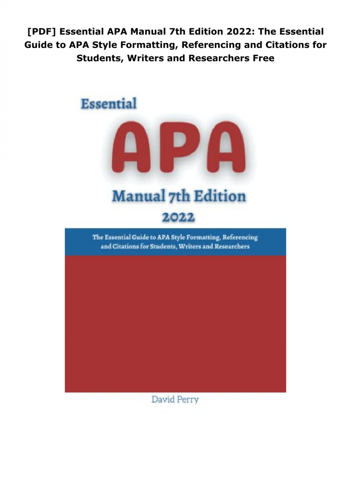 Amazon Apa Manual 7Th Edition For Beginners The Ultimate Guide To Perfect Formatting