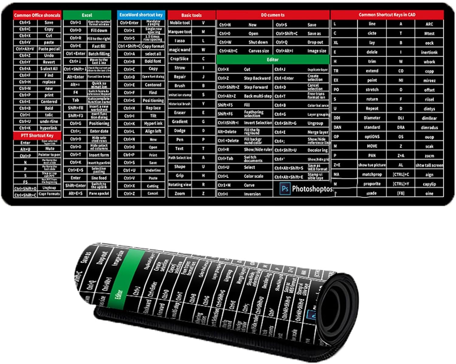 Amazon Com Excel Mouse Pad Shortcuts Keyboard Shortcut Mouse Pad