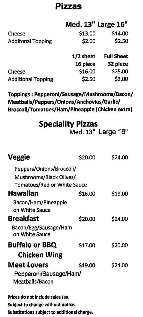 Amelia Amp 39 S Pizza Menu Auburn Ny