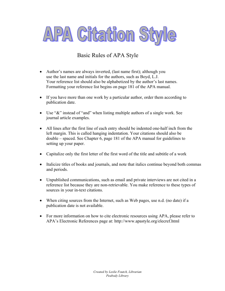 Apa Basic Rules 2009