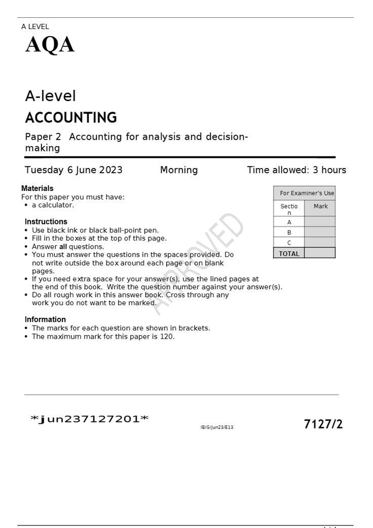 Aqa A Level Accounting Paper 2 Accounting For Analysis And Decision