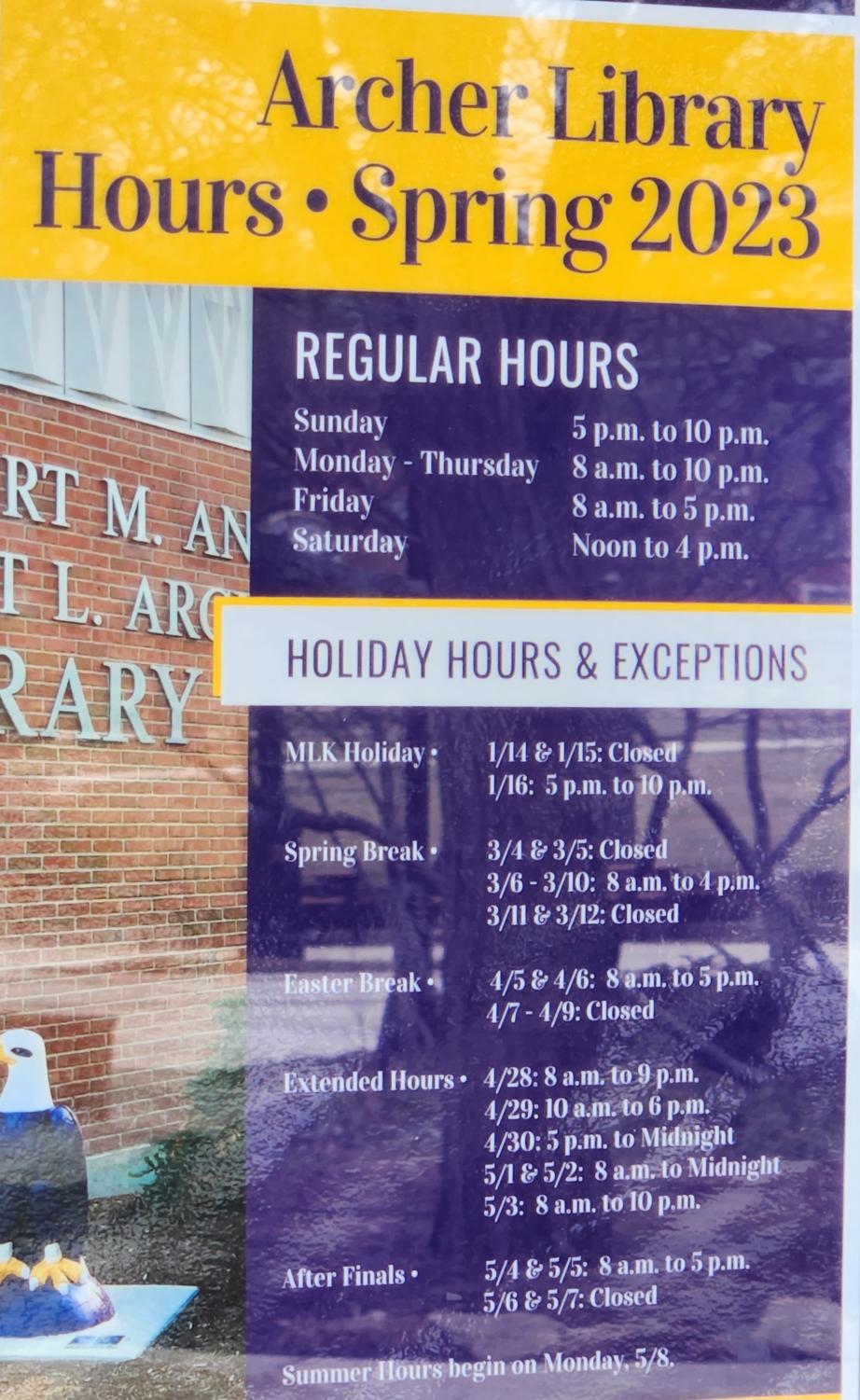 Ashland University Archer Library Cuts Hours In Spring Semester The Collegian