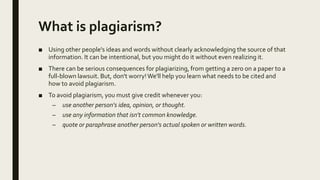 Avoiding Plagiarism Slideshow Ppt