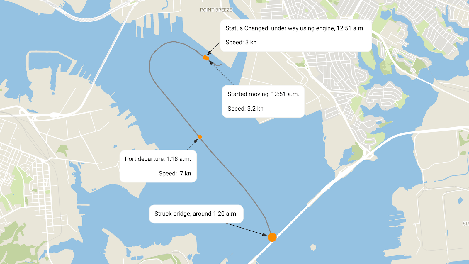 Baltimore Key Bridge Collapse Map Cargo Ship Dali S Path