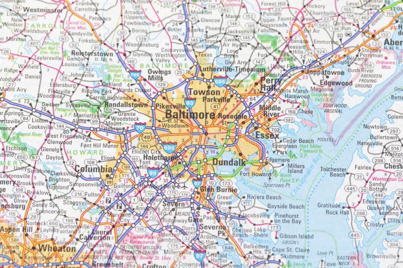 Baltimore Map Detailed Map Of Baltimore City Stock Illustration