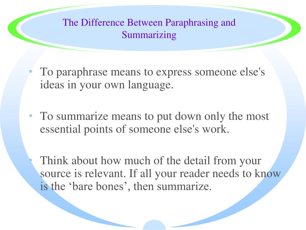 Benefits Of Summarizing And Paraphrasing