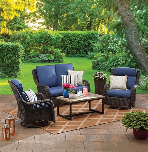 Better Homes Gardens Ravenbrooke 4 Piece Outdoor Wicker Swivel Chair