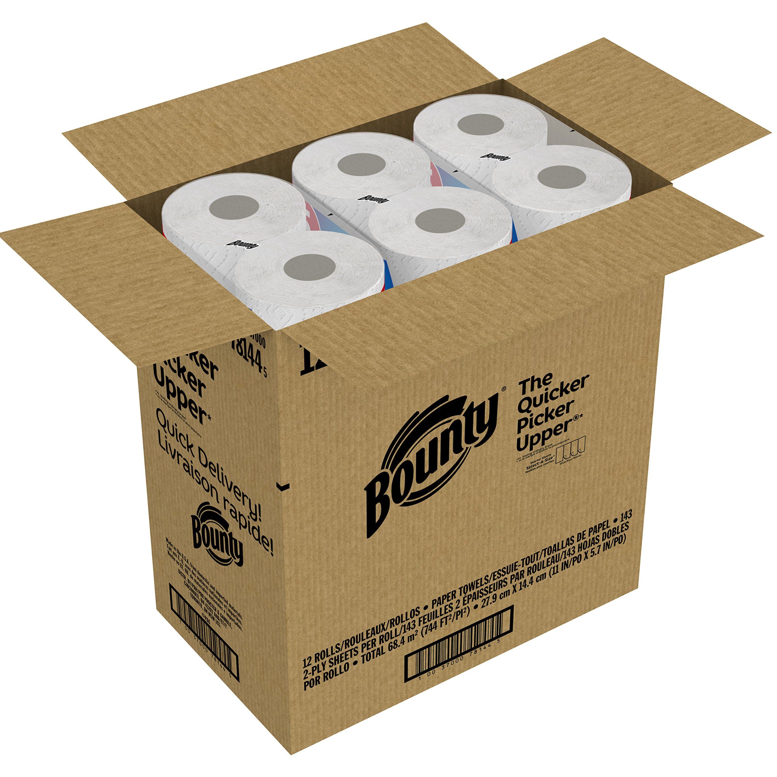 Bounty Quick Size Paper Towels White 12 Family Rolls 30 Regular