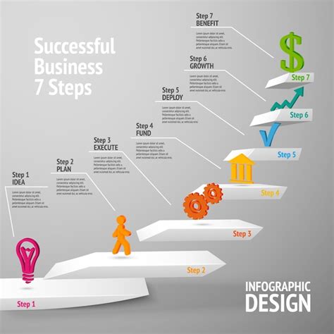 Business Infographic With Seven Successful Steps Vector Premium Download