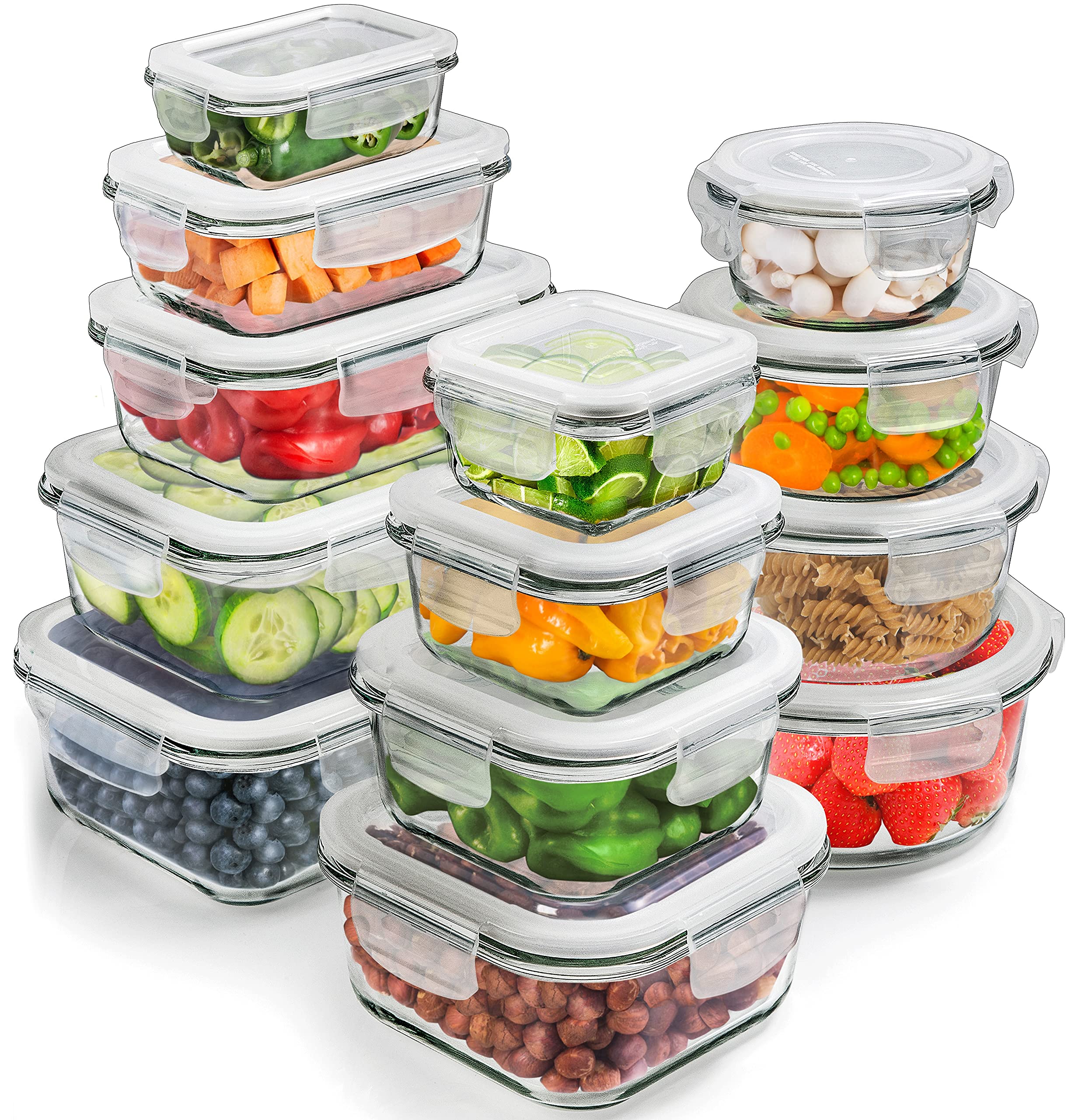 Buy Glass Food Containers With Lids 13 Pack Airtight Glass Containers With Lids Food Prep