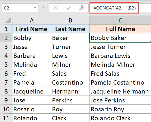 C Ch G P H V T N Trong Excel How To Combine First And Last Name In