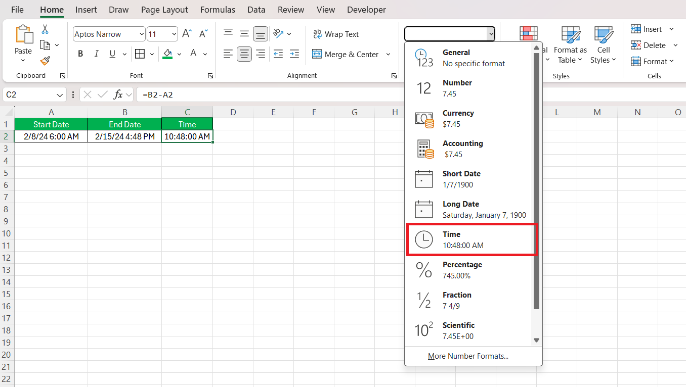 Calculating Elapsed Time In Excel