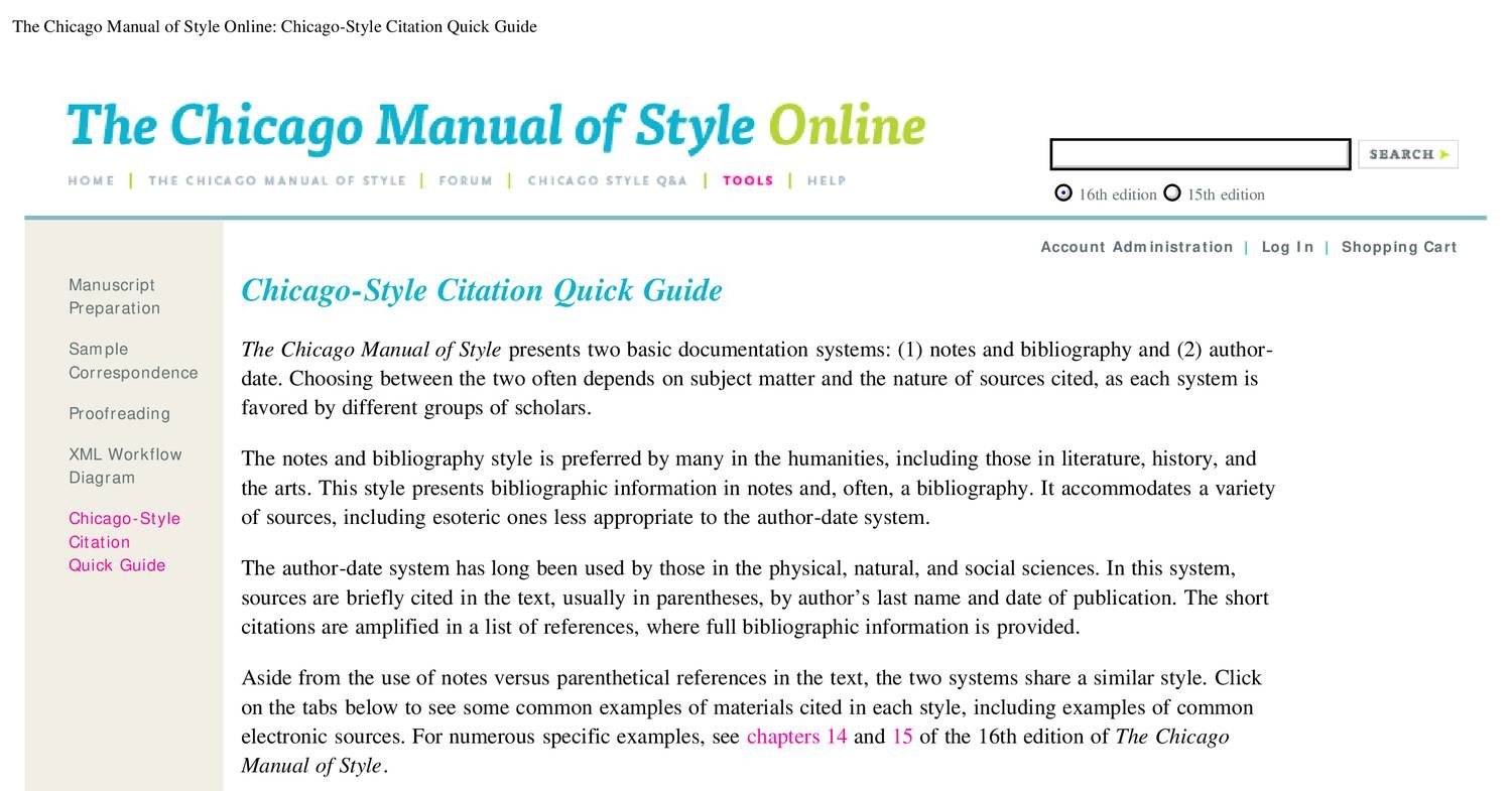 Chicago Style Citation Guide Examples