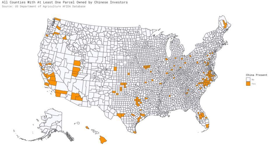 Chinese Ownership Of Agricultural Parcels In Us Maps On The Web