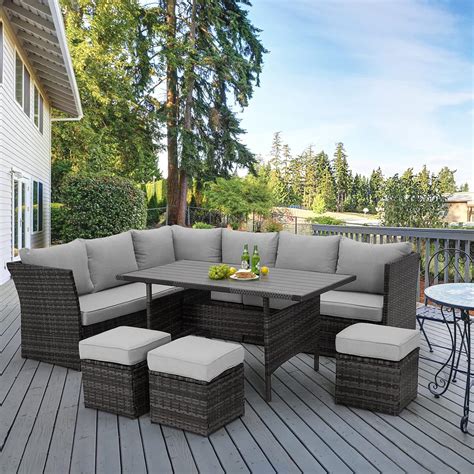 Clearance Patio Outdoor Furniture Sets 7 Pieces All Weather Rattan