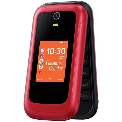 Consumer Cellular Iris Flip Phone 8Gb Red With Camera Walmart Com