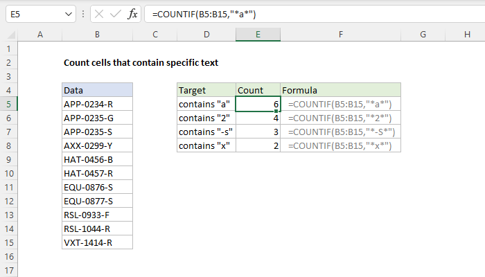 Count Cells That Contain Text Excel Formula Exceljet