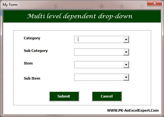 Creating Dependent Combo Box In Excel Using Vba User Form