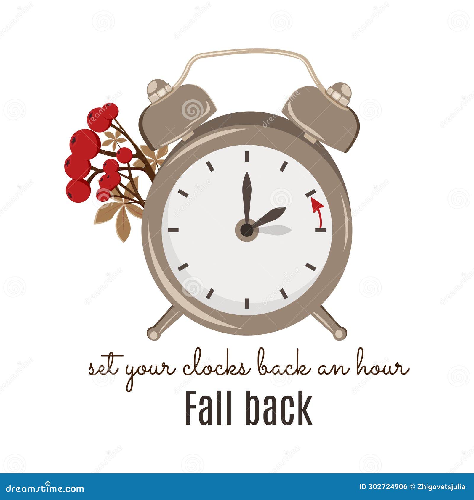 Daylight Saving Time Ends Fall Back Change Clocks Vector Illustration With A Clock Turning An