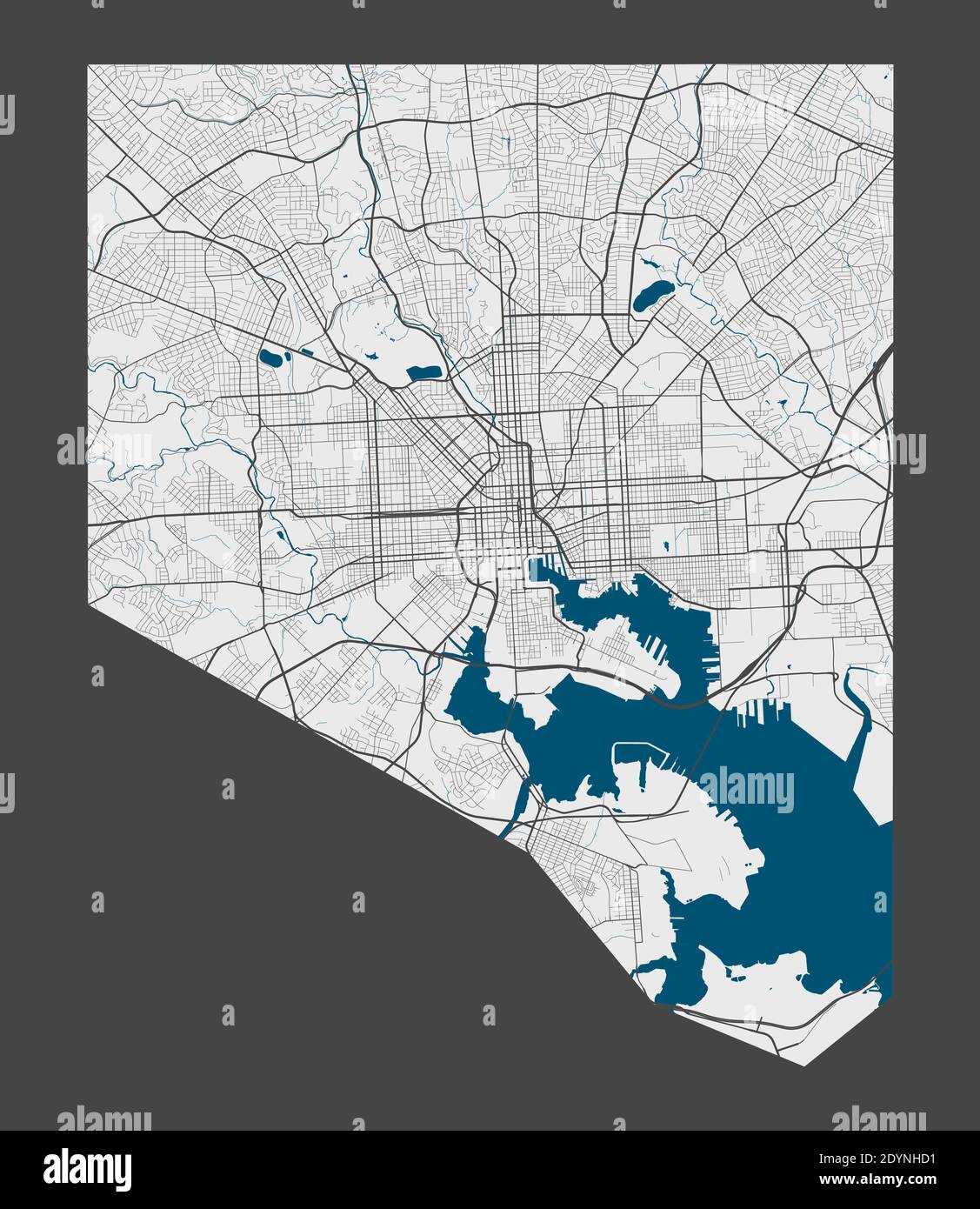 Detailed Map Of Baltimore City Administrative Area Royalty Free Vector Illustration Cityscape