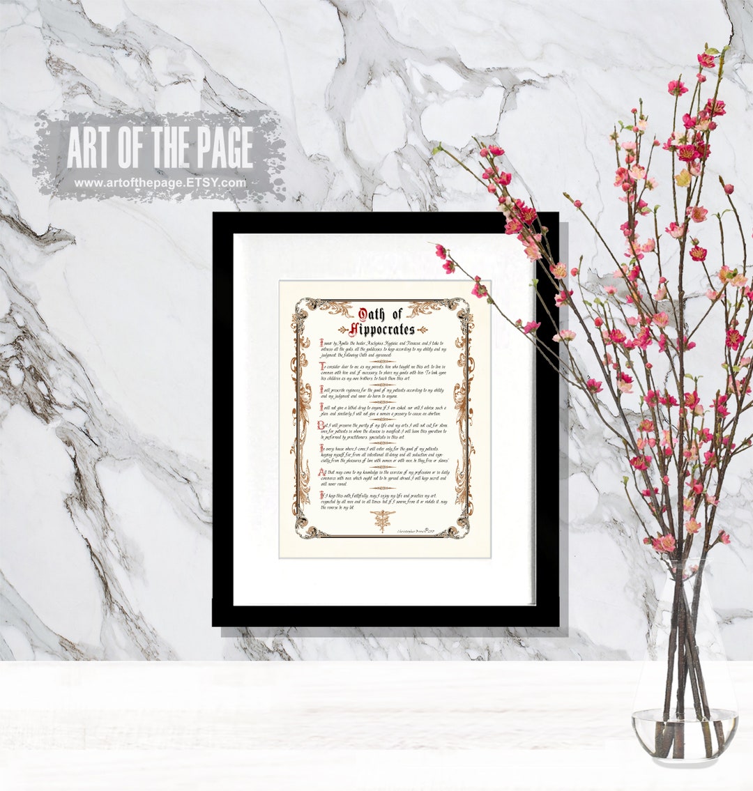 Doctor Gift Vintage Oath Of Hippocrates 8 5X11 Fine Art Print