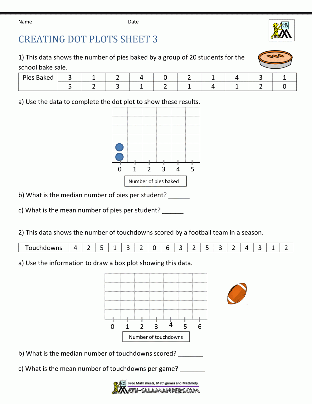 Dot Plot Worksheets