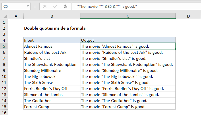 Double Quotes In Excel Formula Printable Timeline Templates