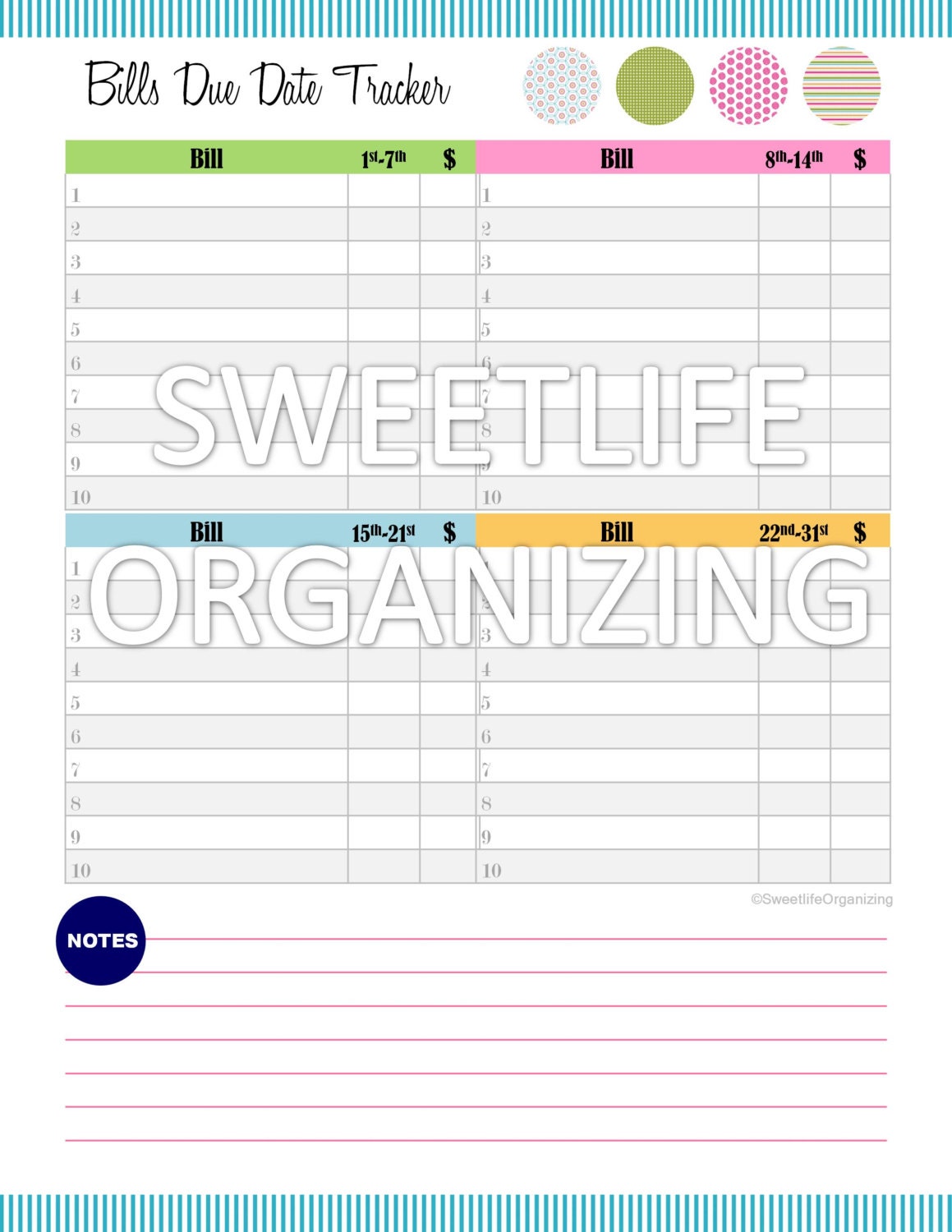 Due Date Tracking Excel Template