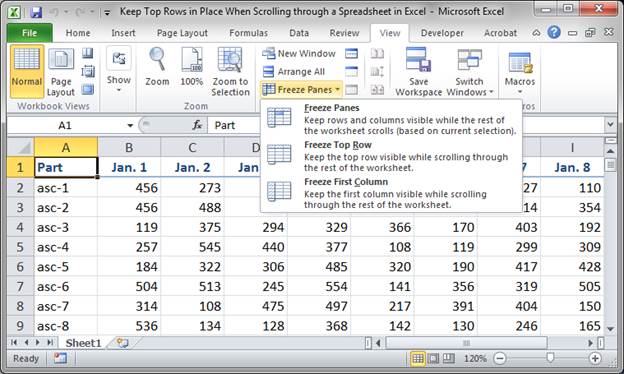 Excel Locking Rows And Columns When Scrolling Down And Right In Data