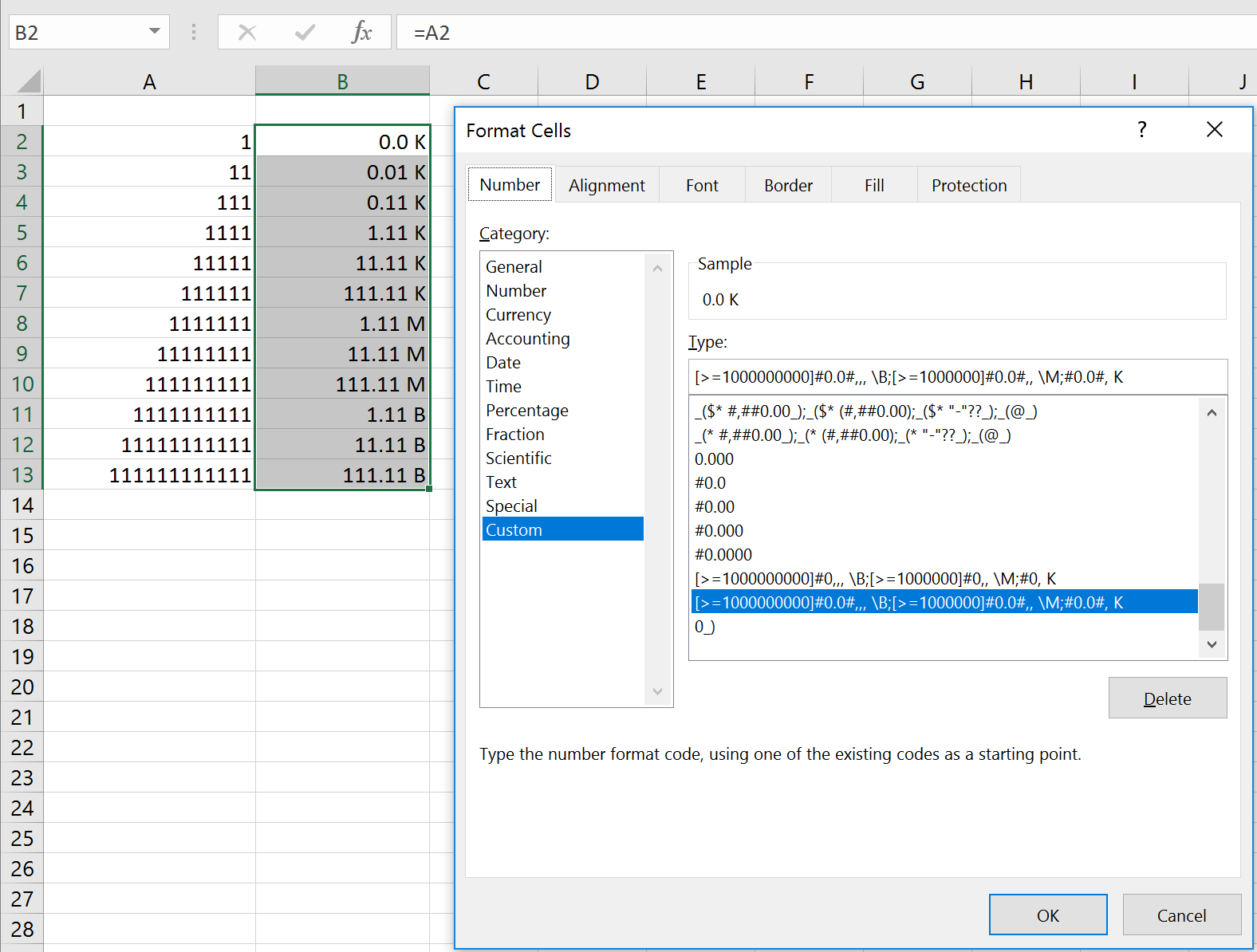 Excel Number Format For Abbreviation Stack Overflow