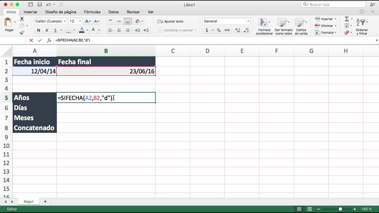 Excel Obtener D As Meses Y A Os Entre Fechas Trujillosoft