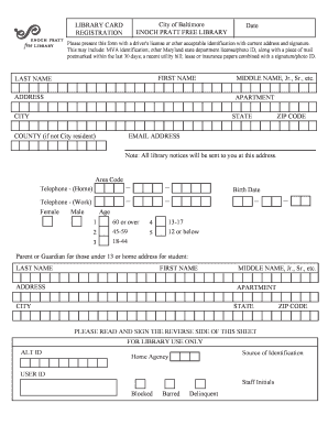 Fillable Online Prattlibrary Library Card Application Form Enoch