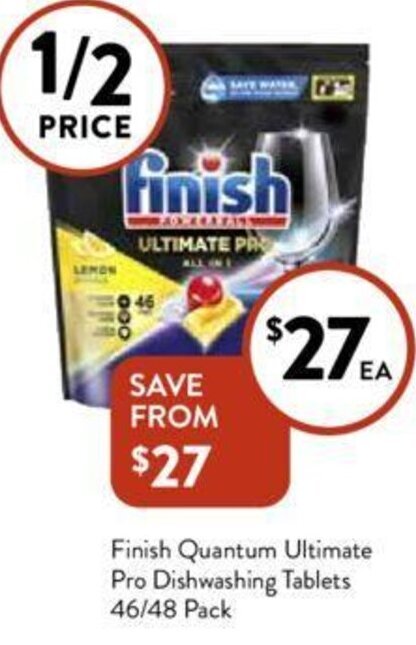 Finish Quantum Ultimate Pro Dishwashing Tablets 46 48 Pack Offer At