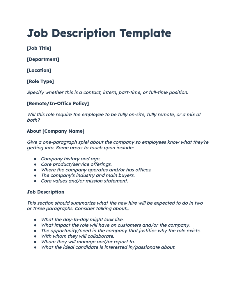 Free Job Description Templates Smartsheet