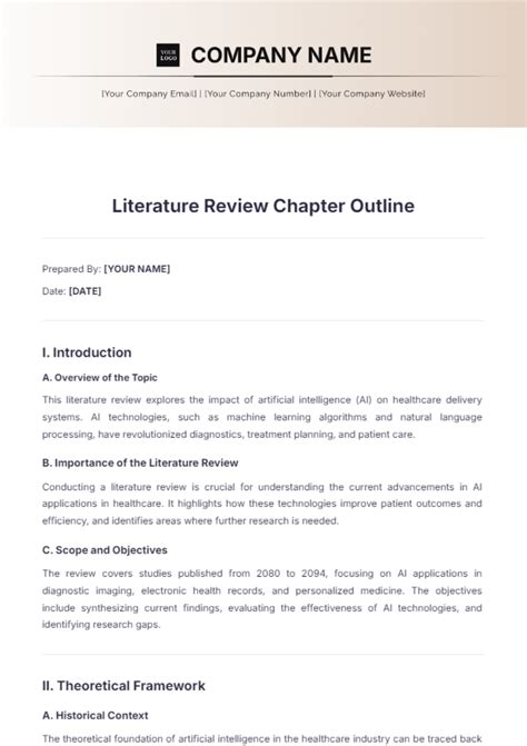 Free Literature Review Chapter Outline Template To Edit Online