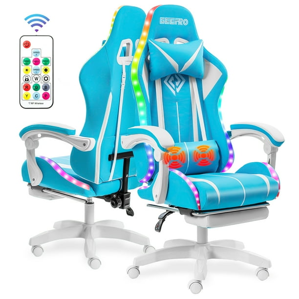 Geepro Bluetooth Speaker Massage Gaming Chair Rgb Lighted Computer