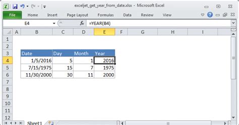 Get Year From Date Excel Formula Exceljet